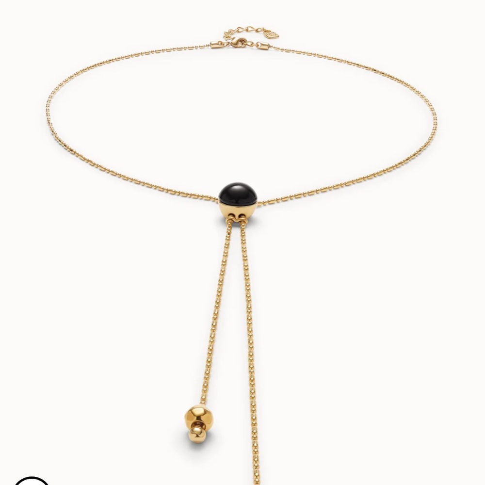 NWT Uno De 50 18k gold-plated pendant and central black murano glass necklace